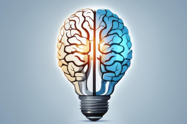 人間の脳と光 創造的な抽象的な背景 青い色で