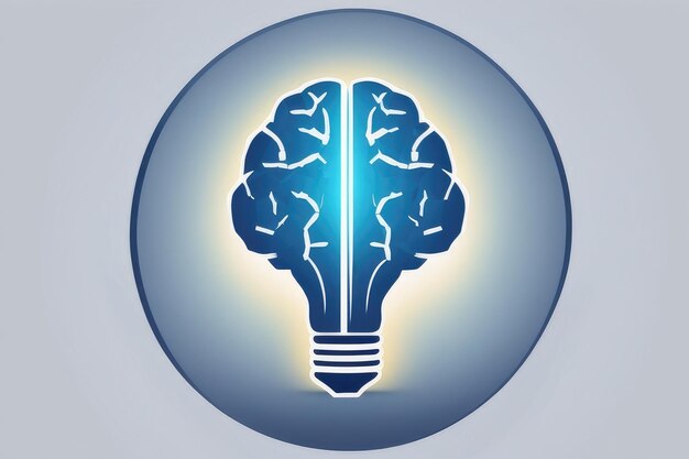 Human brain and light creative abstract background in blue tone