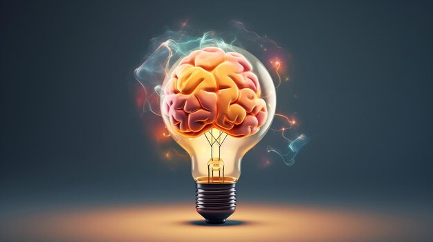 Human brain lightbulb new ideas concept generative ai