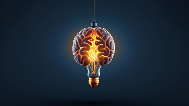 Photo human brain lightbulb new ideas concept generative ai