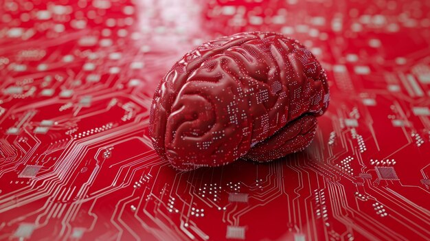 Photo human brain made of microcircuits artificial intelligence and big data computer processor in the f