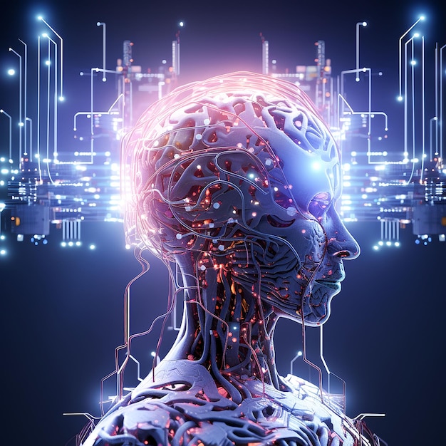 Медицинская цифровая иллюстрация человеческого мозга, созданная AI