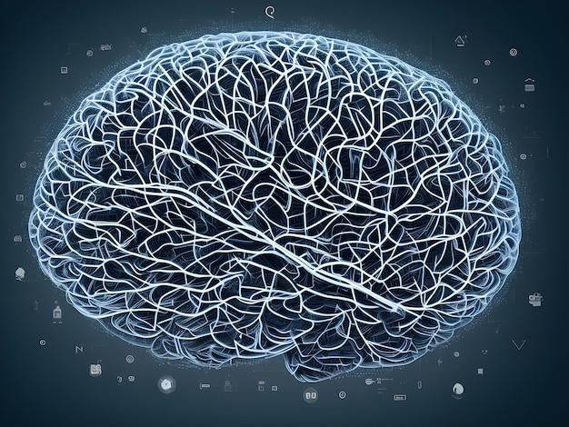 Human brain on mental idea mind Concept Artificial Intelligence neuronets Digital Brain big Data Generative AI