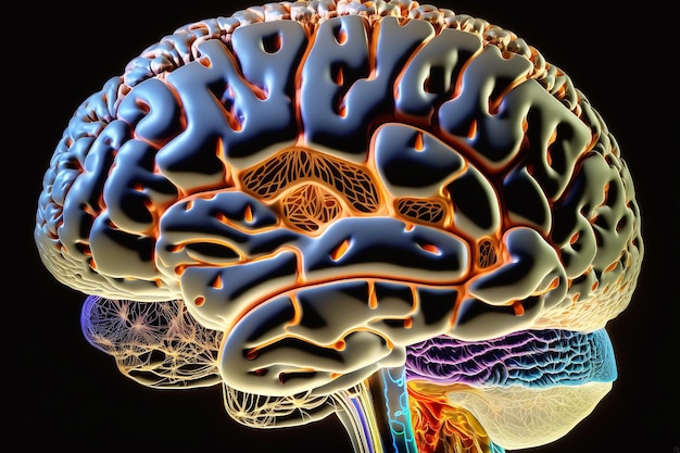 The human brain in neon