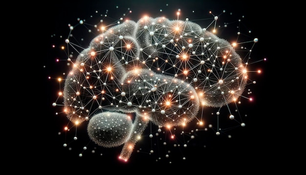Photo human brain and neurons artificial intelligence concept generative ai