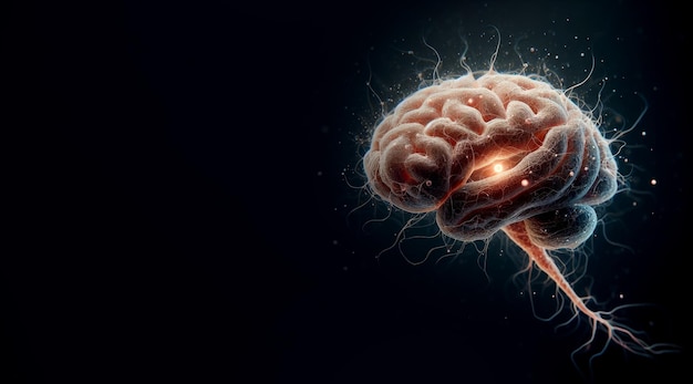 人間の脳のニューロン 神経系の活動 機械学習 暗い背景のイラスト