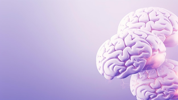 Human brain on a plain background with copy space