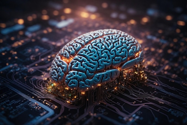 Human brain showing Intelligent thinking processing ai generative