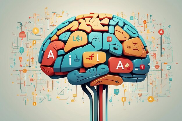 Photo human brain with ai words artificial intelligence concept