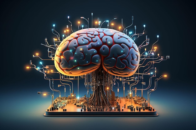 Human brain with circuit board Artificial intelligence concept