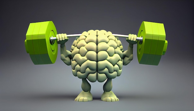 Human brain with dumbbells Generative Ai