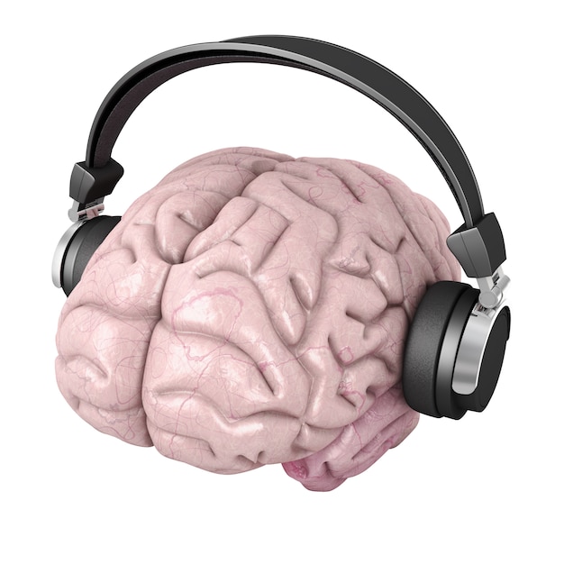 Human brain with headphones 