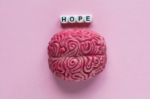 Human brain with the Hope anxiety Mental health concept