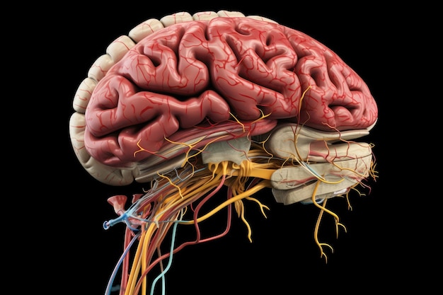 a human brain with many veins and arteries