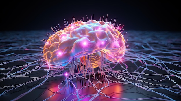 The human brain with network connection