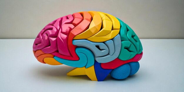 human brain with paper colors