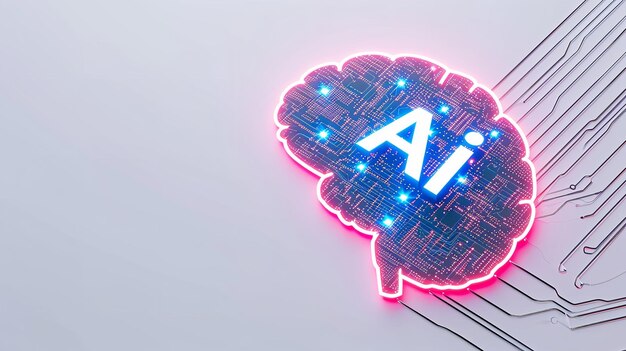 Human brain written with AI word with a big empty space Generative AI