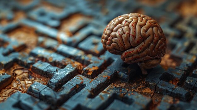 Photo the human brain39s shape combined with the maze pattern represents creative thinking