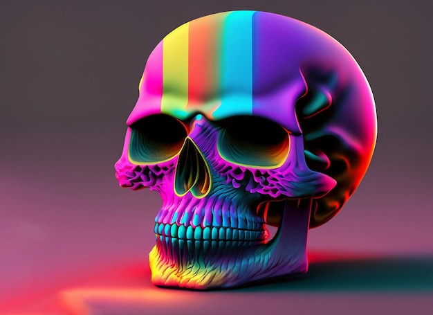 Human colorful skull on dark background Day Of The Dead