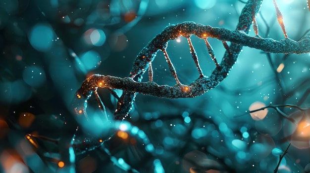 Human DNA Biotechnology biochemistry genetics and medicine concept Modern medicine Generative ai