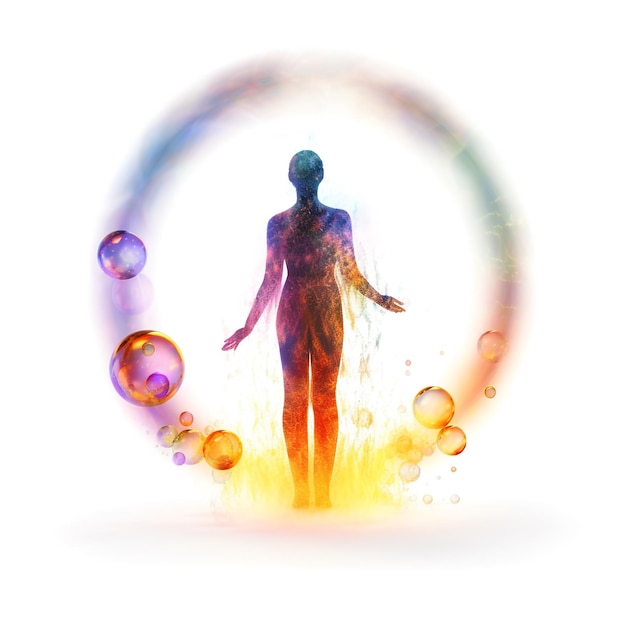 Photo human energy body colorful aura