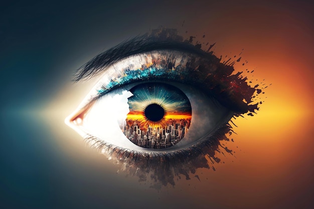 Human eye business vision double exposure