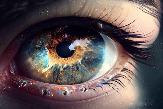 Человеческий глаз вблизи созданный ИИ