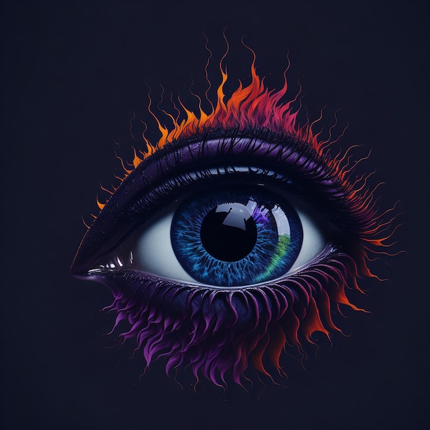 Human eye defined gradient background volcano erupting generated by ai