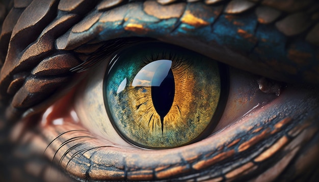 Human eye dragon illustration image Ai generated art