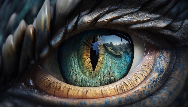 Human eye dragon illustration image Ai generated art