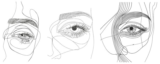 Photo human eye modern one line art