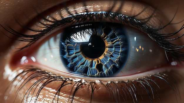 human eye with beautiful eyes and eyeglasses