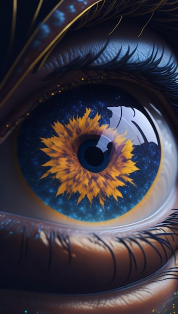 A human eye with a flower on it