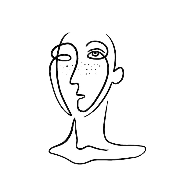 Photo human face continuous line drawing