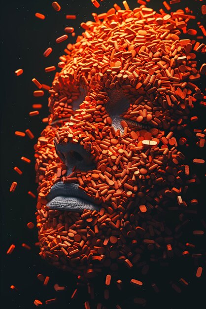 Human face made out of pills