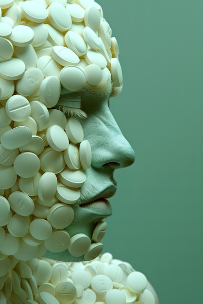 Human face made out of pills