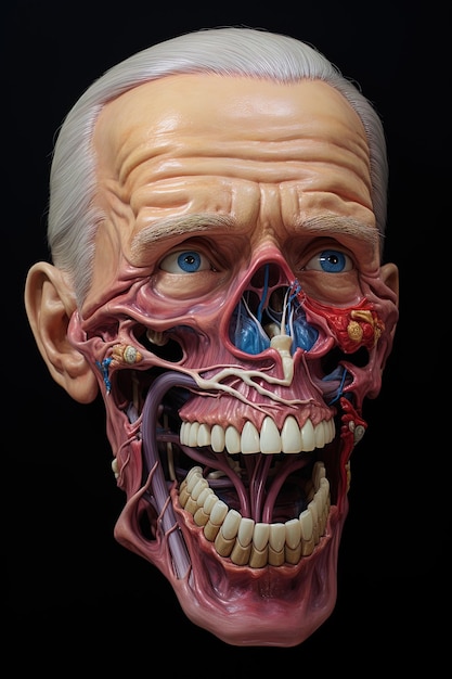 a human face with a broken jaw and the lower jaw