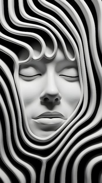 Человеческое лицо с гипнотическими спиральными рисунками