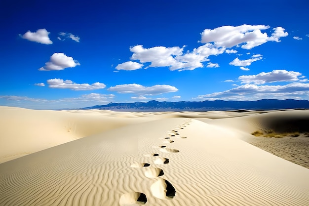 Photo human footprints in the desert neural network ai generated