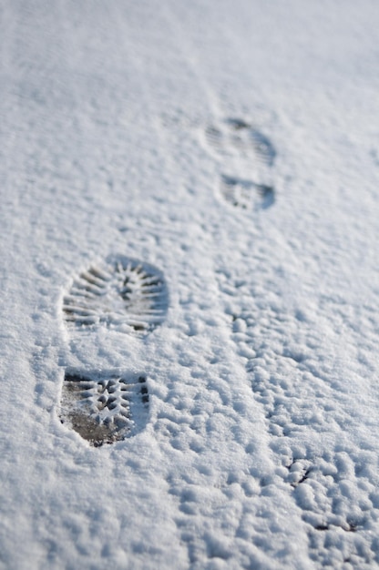 Human footprints in the snow