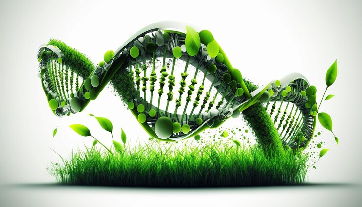 Photo human gene from plant and flowers generative ai