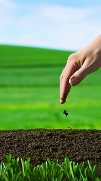 Photo human hand holding plant seedlings