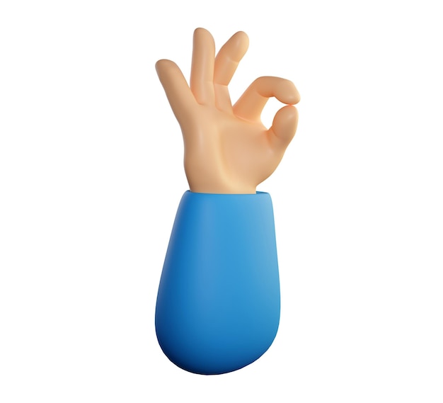 Human hand ok symbol with fingers gesture