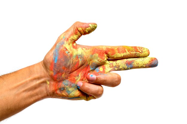 Human hand in paints