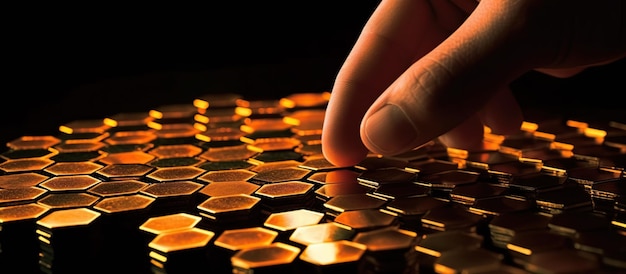 Human hand stacking coins