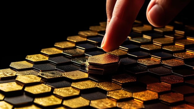 Human hand stacking coins