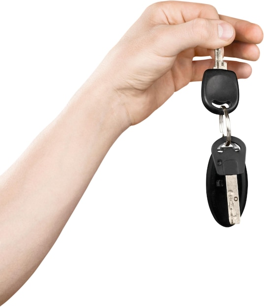 Human Hand with Car Keys and Remove Control - Isolated