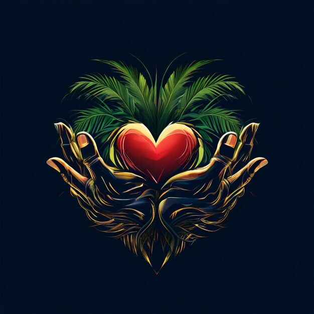 Photo human hand with tree plant and heart image background