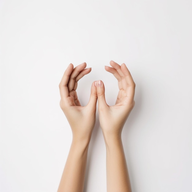 Human hands making a heart shape with their fingers isolated on white background