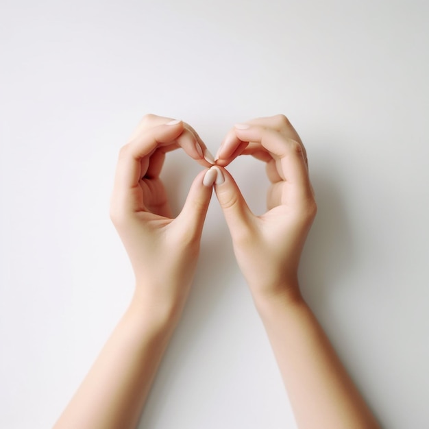 Human hands making a heart shape with their fingers isolated on white background